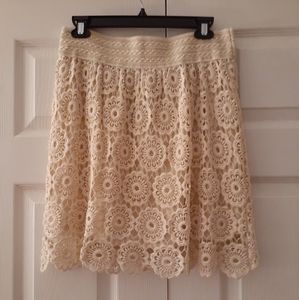 Papillon Lace Cream Skirt Large NWT